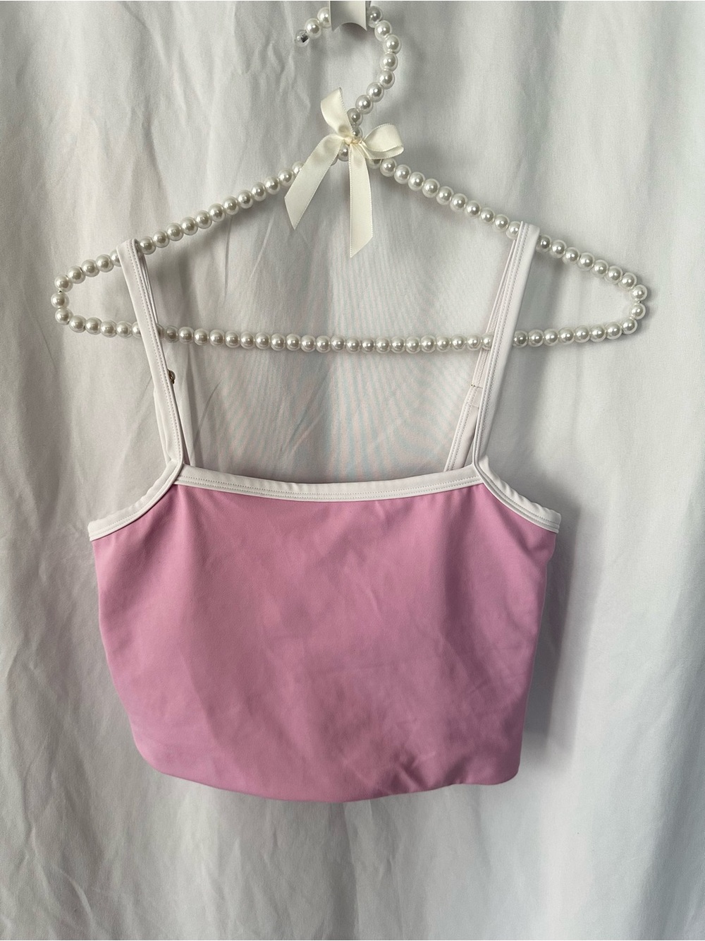Wilo Pink and White cropped tank top/ sports bra size Medium